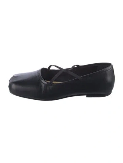 Pre-owned Sandy Liang Leather Mary Jane Flats In Black
