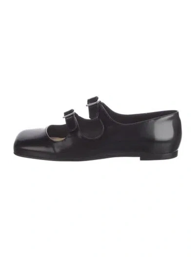 Pre-owned Sandy Liang Leather Mary Jane Flats In Black