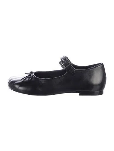 Pre-owned Sandy Liang Leather Mary Jane Flats In Black
