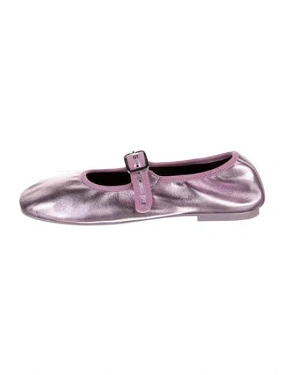 Pre-owned Sandy Liang Leather Mary Jane Flats In Purple