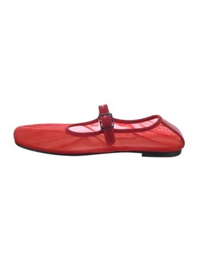 Pre-owned Sandy Liang Leather Mary Jane Flats In Red