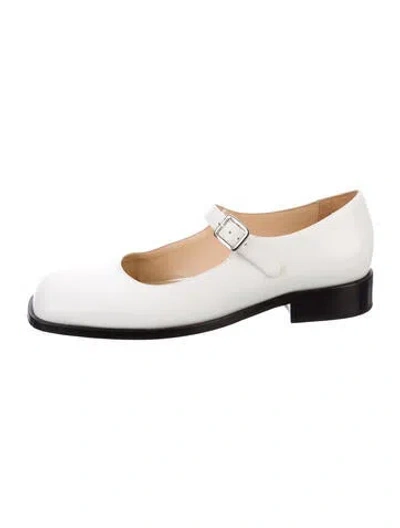 Pre-owned Sandy Liang Leather Mary Jane Flats In White