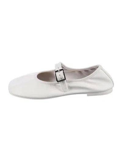 Pre-owned Sandy Liang Leather Mary Jane Flats In White