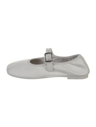 Pre-owned Sandy Liang Leather Mary Jane Flats In White