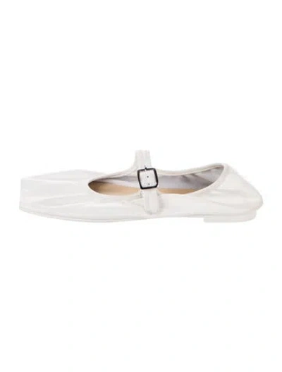 Pre-owned Sandy Liang Leather Mary Jane Flats In White