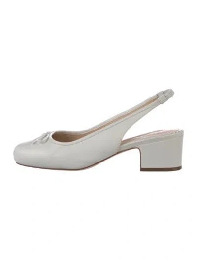 Pre-owned Sandy Liang Leather Slingback Pumps In White