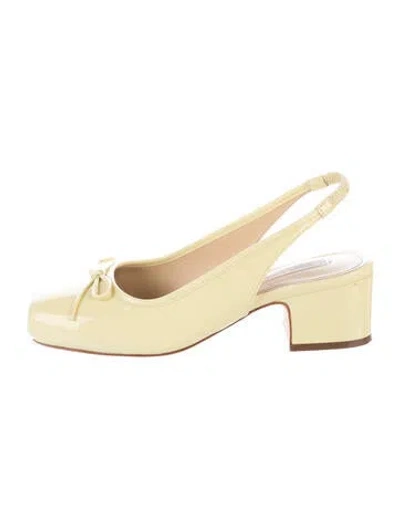 Pre-owned Sandy Liang Leather Slingback Pumps In Yellow