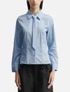 Sandy Liang Levi Button-up Shirt With Removable Tie In Blue