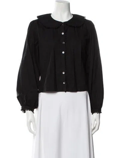 Pre-owned Sandy Liang Long Sleeve Blouse In Black