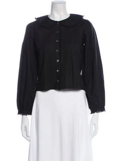 Pre-owned Sandy Liang Long Sleeve Blouse In Black