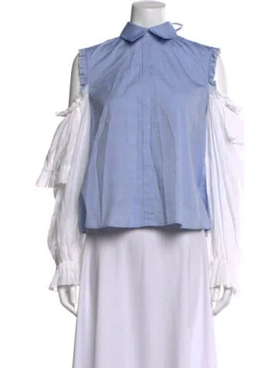 Pre-owned Sandy Liang Long Sleeve Blouse In Blue