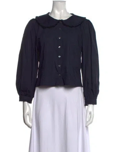 Pre-owned Sandy Liang Long Sleeve Blouse In Blue