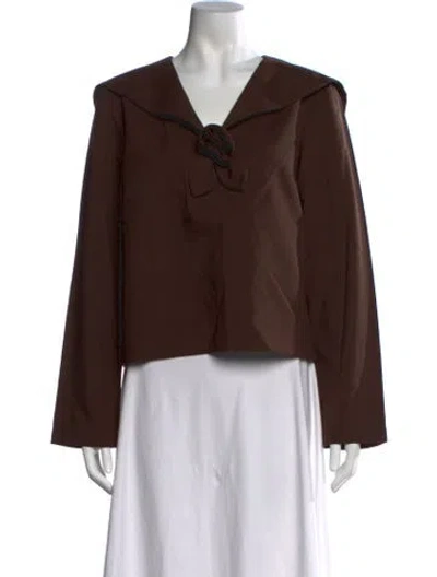 Pre-owned Sandy Liang Long Sleeve Blouse In Brown