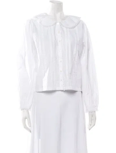 Pre-owned Sandy Liang Long Sleeve Blouse In White