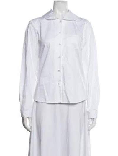 Pre-owned Sandy Liang Long Sleeve Button-up Top In White