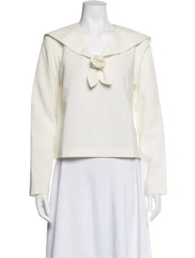 Pre-owned Sandy Liang Long Sleeve Top In White