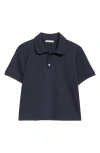 Sandy Liang Louise Piqué Polo In Black