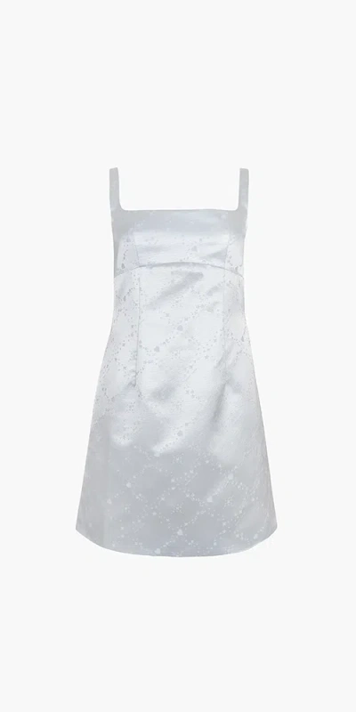 Sandy Liang Melrose Dress In Ice Blue In Silver