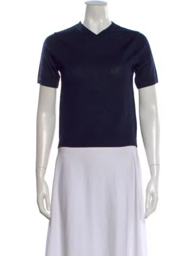 Pre-owned Sandy Liang Merino Wool Crew Neck Sweater In Blue