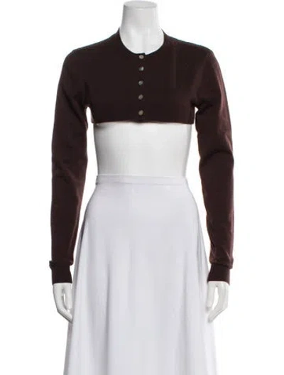 Pre-owned Sandy Liang Merino Wool Crew Neck Sweater In Brown