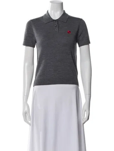 Pre-owned Sandy Liang Merino Wool Crew Neck Sweater In Gray