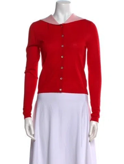 Pre-owned Sandy Liang Merino Wool Crew Neck Sweater In Red