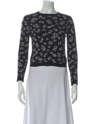 Pre-owned Sandy Liang Merino Wool Floral Print Sweater In Multi