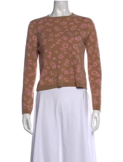 Pre-owned Sandy Liang Merino Wool Floral Print Sweater In Neutrals