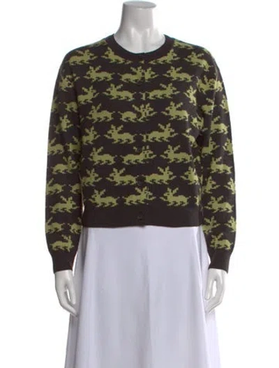 Pre-owned Sandy Liang Merino Wool Graphic Print Sweater W/ Tags In Multi