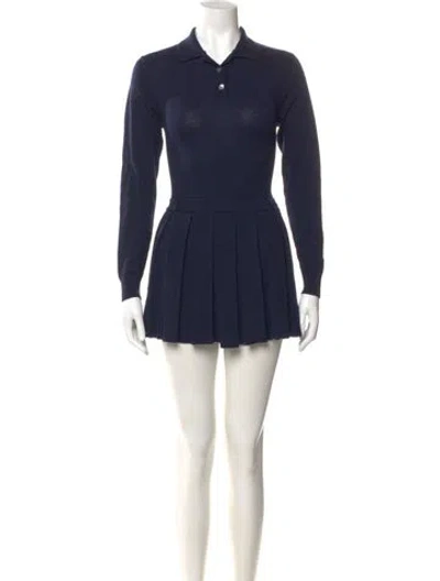 Pre-owned Sandy Liang Merino Wool Mini Dress In Blue