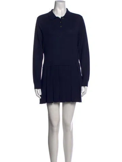 Pre-owned Sandy Liang Merino Wool Mini Dress In Blue