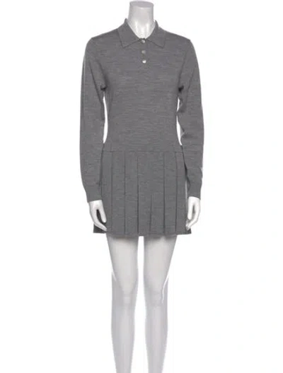 Pre-owned Sandy Liang Merino Wool Mini Dress In Gray