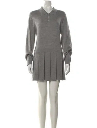 Pre-owned Sandy Liang Merino Wool Mini Dress In Gray
