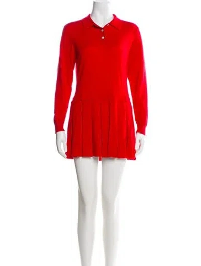 Pre-owned Sandy Liang Merino Wool Mini Dress In Red