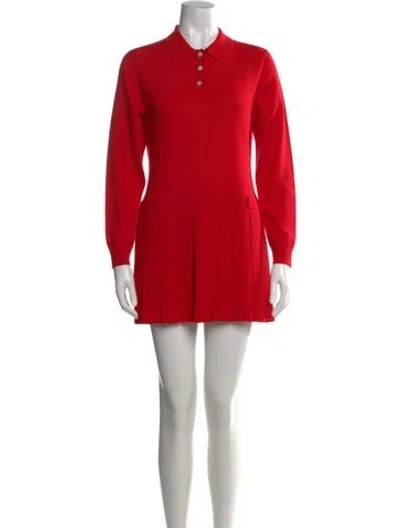 Pre-owned Sandy Liang Merino Wool Mini Dress In Red