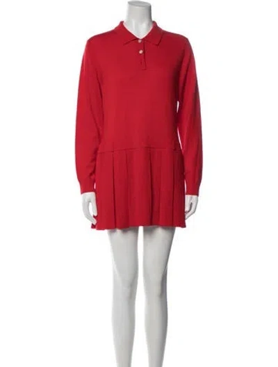 Pre-owned Sandy Liang Merino Wool Mini Dress In Red