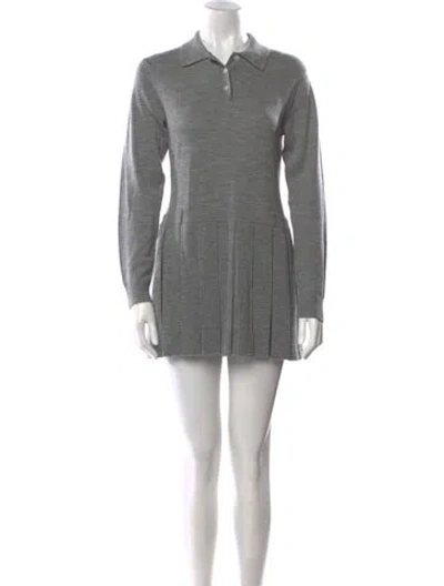 Pre-owned Sandy Liang Merino Wool Mini Dress W/ Tags In Gray