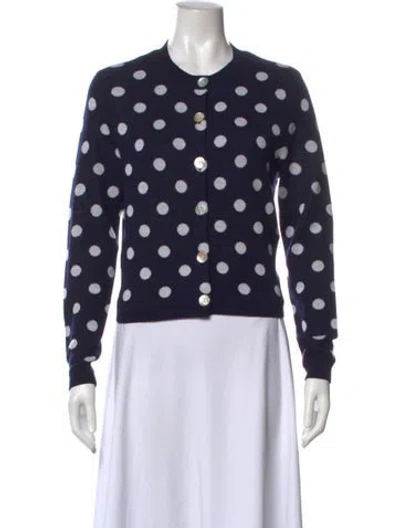 Pre-owned Sandy Liang Merino Wool Polka Dot Print Sweater In Blue