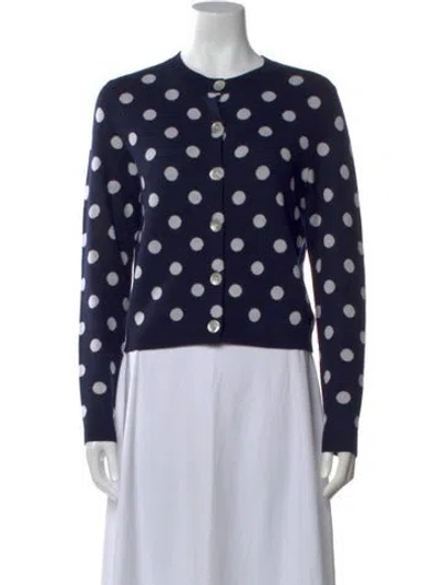Pre-owned Sandy Liang Merino Wool Polka Dot Print Sweater In Blue