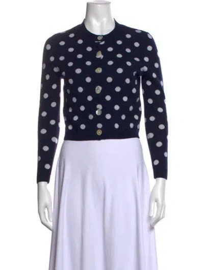 Pre-owned Sandy Liang Merino Wool Polka Dot Print Sweater In Blue