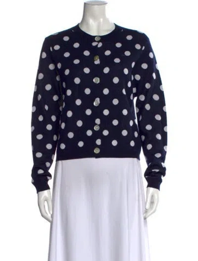 Pre-owned Sandy Liang Merino Wool Polka Dot Print Sweater In Blue