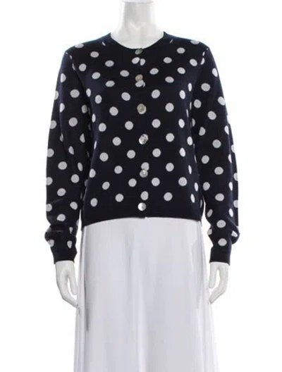 Pre-owned Sandy Liang Merino Wool Polka Dot Print Sweater In Blue