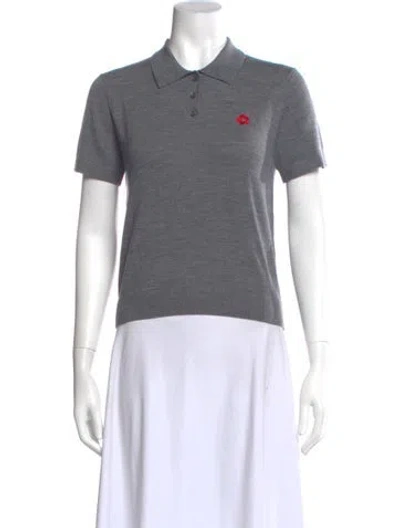 Pre-owned Sandy Liang Merino Wool Short Sleeve Polo In Gray