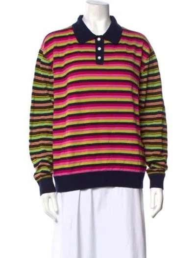 Pre-owned Sandy Liang Merino Wool Striped Sweater In Pink