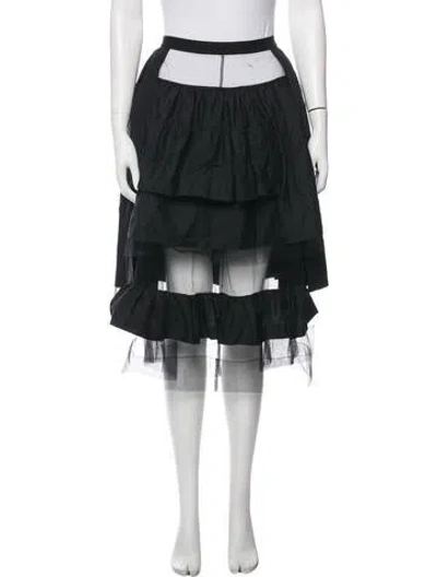 Pre-owned Sandy Liang Mesh Accents Midi Length Skirt In Black
