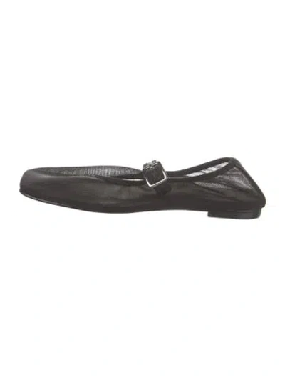 Pre-owned Sandy Liang Mesh Mary Jane Flats In Black