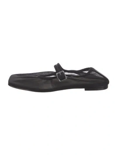 Pre-owned Sandy Liang Mesh Mary Jane Flats In Black