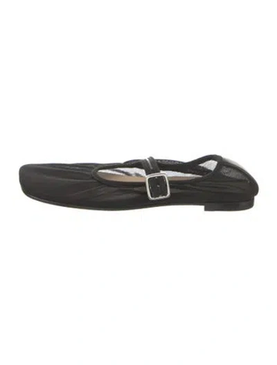 Pre-owned Sandy Liang Mesh Mary Jane Flats In Green
