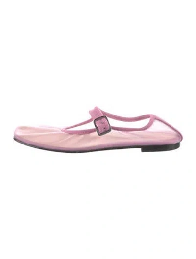 Pre-owned Sandy Liang Mesh Mary Jane Flats In Pink