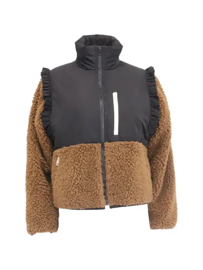 Pre-owned Sandy Liang Mia Ruffle-trimmed Jacket In Brown